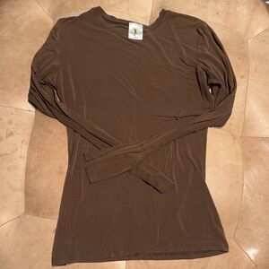 Elegant Brown Long Sleeve Women's Top